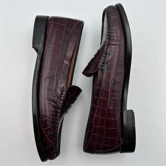 Bass Weejuns Women’s Diane Leather Croc Embossed Burgundy Oxblood Penny Size 7M - Picture 10 of 12